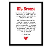 Artery8 Love Poem Cat Lover Spouse Romantic Poetry Fun Framed Art Print in White | Size: W12" x H16" Artery8 White W12" x H16"