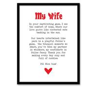 Love Poem Cat Lover Wife Romantic Poetry Fun Framed Art Print Artery8 White A4