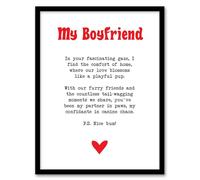 Artery8 Love Poem Dog Lover Boyfriend Romantic Poetry Fun Bedroom Artwork Framed Wall Art Print A4