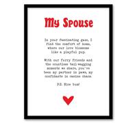 Artery8 Love Poem Dog Lover Spouse Romantic Poetry Fun Bedroom Artwork Framed Wall Art Print A4