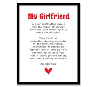 Love Poem Gamer Nerd Girlfriend Romantic Poetry Framed Art Print Artery8 White A4
