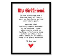 Love Poem Gamer Nerd Girlfriend Romantic Poetry Framed Art Print Artery8 White A4
