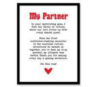 Artery8 Love Poem Gamer Nerd Partner Romantic Poetry Fun Bedroom Artwork Framed Wall Art Print A4
