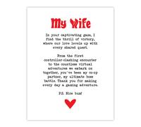Artery8 Love Poem Gamer Nerd Wife Romantic Poetry Fun Wall Art Print in White | Size: W12" x H16" Artery8 White W12" x H16"