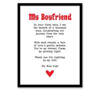 Artery8 Love Poem Ginger Boyfriend Romantic Funny Framed Art Print in White | Size: W12" x H16" Artery8 White W12" x H16"