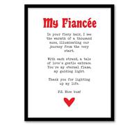 Artery8 Love Poem Ginger Fiancée Romantic Funny Bedroom Artwork Framed Wall Art Print A4