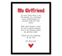 Love Poem Ginger Girlfriend Romantic Funny Framed Art Print Artery8 White A4