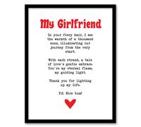 Artery8 Love Poem Ginger Girlfriend Romantic Funny Framed Art Print in White | Size: W12" x H16" Artery8 White W12" x H16"