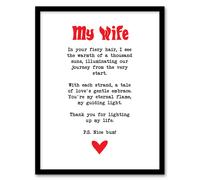 Artery8 Love Poem Ginger Wife Romantic Funny Framed Art Print in White | Size: A4 Artery8 White A4