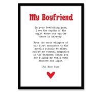 Love Poem Goth Boyfriend Romantic Poetry Fun Framed Art Print Artery8 White A4
