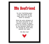 Love Poem Goth Boyfriend Romantic Poetry Fun Framed Art Print Artery8 White A4