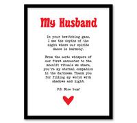 Artery8 Love Poem Goth Husband Romantic Poetry Fun Framed Art Print in White | Size: A4 Artery8 White A4