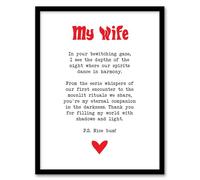 Love Poem Goth Wife Romantic Poetry Fun Framed Art Print Artery8 White A4