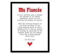 Artery8 Love Poem Horror Fan Fiancée Romantic Poetry Fun Bedroom Artwork Framed Wall Art Print A4