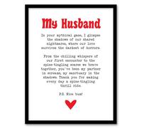 Artery8 Love Poem Horror Fan Husband Romantic Poetry Fun Bedroom Artwork Framed Wall Art Print A4