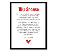 Artery8 Love Poem Horror Fan Spouse Romantic Poetry Fun Bedroom Artwork Framed Wall Art Print A4