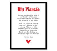 Love Poem Role Play Game Nerd Fiancée Romantic Framed Art Print Artery8 White A4