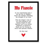 Artery8 Love Poem Role Play Game Nerd Fiancée Romantic Framed Art Print in White | Size: W12" x H16" Artery8 White W12" x H16"
