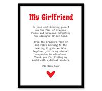 Love Poem Role Play Game Nerd Girlfriend Romantic Framed Art Print Artery8 White A4