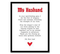 Love Poem Role Play Game Nerd Husband Romantic Framed Art Print Artery8 White A4