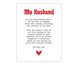 Artery8 Love Poem Role Play Game Nerd Husband Romantic Bedroom Extra Large XL Wall Art Poster Print
