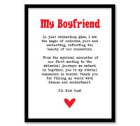 Artery8 Love Poem Unicorn Magic Boyfriend Romantic Poetry Bedroom Artwork Framed Wall Art Print A4