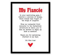 Artery8 Love Poem Whimsy Magic Fiancée Romantic Poetry Framed Art Print in White | Size: A4 Artery8 White A4