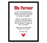 Artery8 Love Poem Whimsy Magic Partner Romantic Poetry Framed Art Print in White | Size: A4 Artery8 White A4