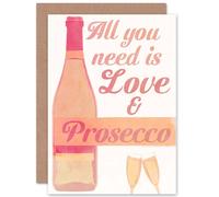 Artery8 Love Prosecco Bottle Fizz Greetings Card in Orange Artery8 Orange