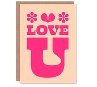 Artery8 Love U Simple Minimal Retro Style Anniversary Card