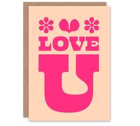 Artery8 Love U Simple Minimal Retro Style Anniversary Card