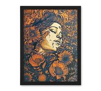 Artery8 Loving Spring Floral Boho Duotone Illustration Artwork Framed Wall Art Print 18X24 Inch