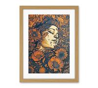 Artery8 Loving Spring Floral Boho Duotone Illustration Artwork Framed Wall Art Print 18X24 Inch
