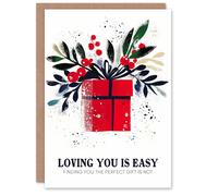 Artery8 Loving You Easy Finding Perfect Gift Is Not Funny Christmas Card in Red Artery8 Red