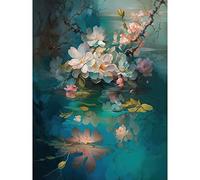 Artery8 Low Hanging Cherry Blossom Branch in River Stream Modern Watercolour Painting Extra Large XL Wall Art Poster Print