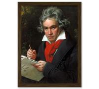 Artery8 Ludwig Van Beethoven Stieler Composer A4 Artwork Framed Wall Art Print in Brown Artery8 Brown