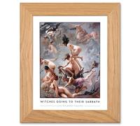 Artery8 Luis Ricardo Falero - Witches Going to Their Sabbath | Occult Fantasy Art Oak Framed Print