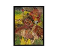 Artery8 Lumberjack Abstract Portrait Kubincan Black Framed Canvas Art Print | Size: W12" x H16" Artery8 Multicolor W12" x H16"