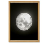 Lunar Phases Full Moon Space Astronomy Artwork Framed Wall Art Print A4 Artery8 Light Oak One Size