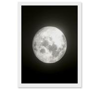 Lunar Phases Full Moon Space Astronomy Artwork Framed Wall Art Print A4 Artery8 White One Size