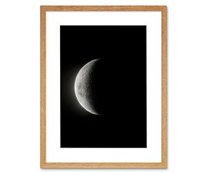 Artery8 Lunar Phases Moon Waning Crescent Space Astronomy Artwork Framed Wall Art Print 12X16 Inch