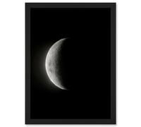 Artery8 Lunar Phases Moon Waning Crescent Space Astronomy Artwork Framed Wall Art Print A4 in Black Artery8 Black