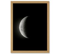 Lunar Phases Moon Waning Crescent Space Astronomy Artwork Framed Wall Art Print A4 Artery8 Light Oak One Size