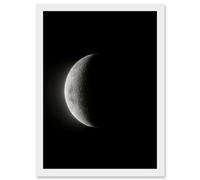 Lunar Phases Moon Waning Crescent Space Astronomy Artwork Framed Wall Art Print A4 Artery8 White One Size