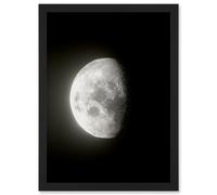 Lunar Phases Waning Gibbous Moon Space Astronomy Artwork Framed Wall Art Print A4 Artery8 Black One Size