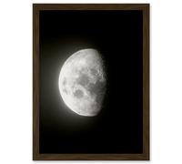 Lunar Phases Waning Gibbous Moon Space Astronomy Artwork Framed Wall Art Print A4 Artery8 Brown One Size