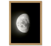 Lunar Phases Waning Gibbous Moon Space Astronomy Artwork Framed Wall Art Print A4 Artery8 Light Oak One Size