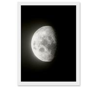 Lunar Phases Waning Gibbous Moon Space Astronomy Artwork Framed Wall Art Print A4 Artery8 White One Size