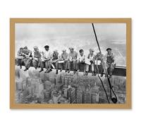 Lunch Atop A Skyscraper New York City 1932 Iconic Photo Artwork Framed Wall Art Print A4 Artery8 Light Oak One Size