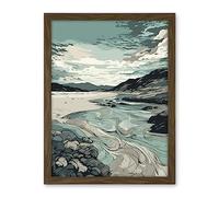 Artery8 Luskentyre Beach Coastal Landscape Illustration Artwork Framed Wall Art Print 18X24 Inch
